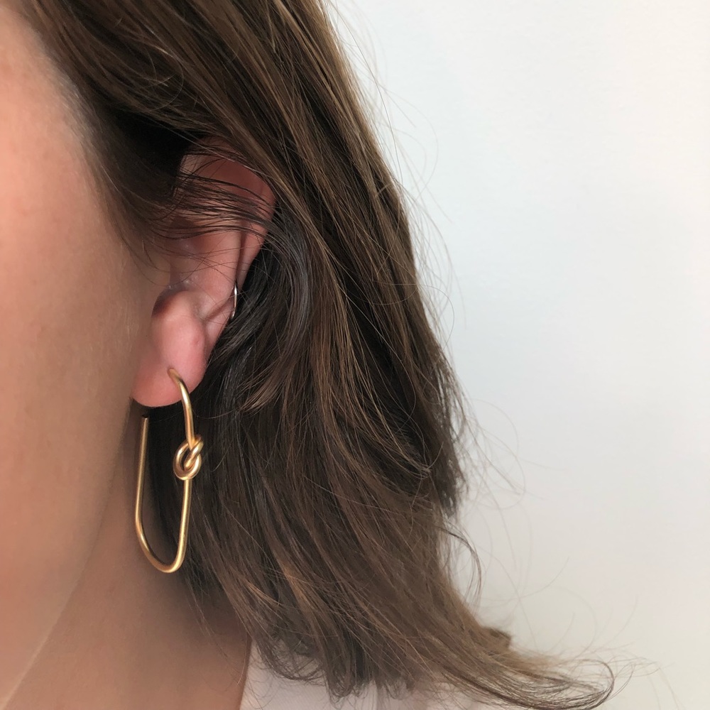 Knotted U Shaped Hoop Earrings - Picture 6 of 6